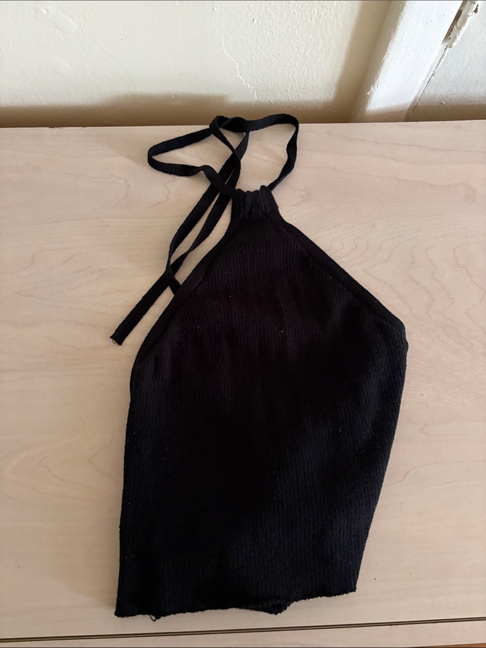 Black Halter Knit Crop Top - Women's